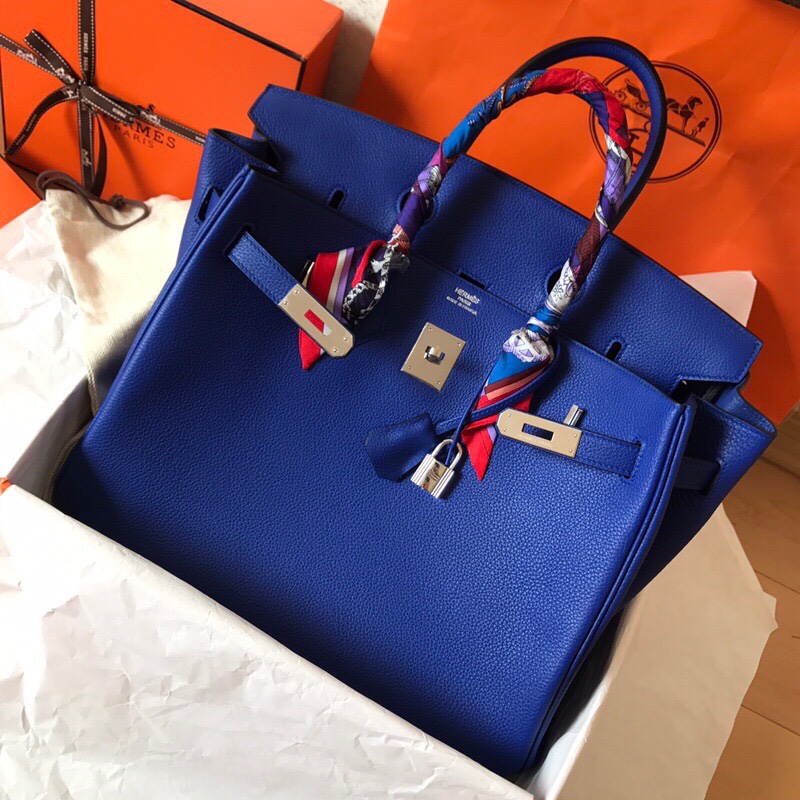 Hermes Birkin 35CM Togo Leather Handbag Dark Sea Blue